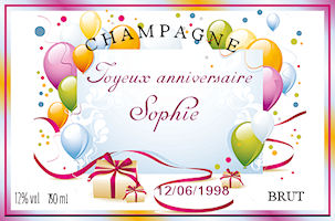 étiquettes Vin Personnalisées Étiquettes Champagne Personnalisables ETIKIDS - 6 Autocollants Imperméables - Pour Fêtes Autocollants Bouteilles Imperméables